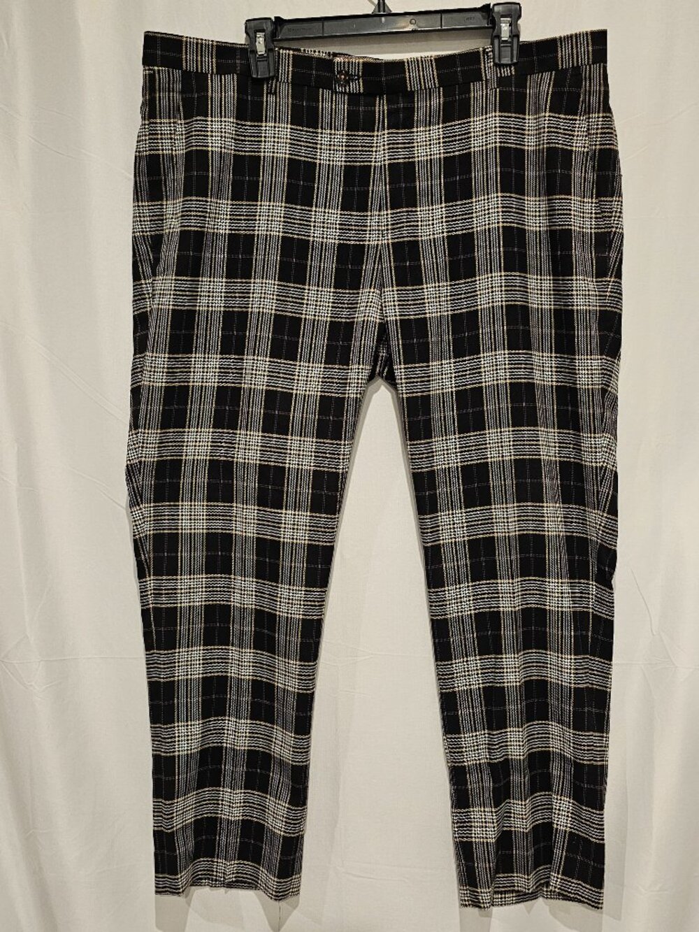 Paisley & Gray Men's Slim Fit Dress Pants 38x32 Black Off White Check Career